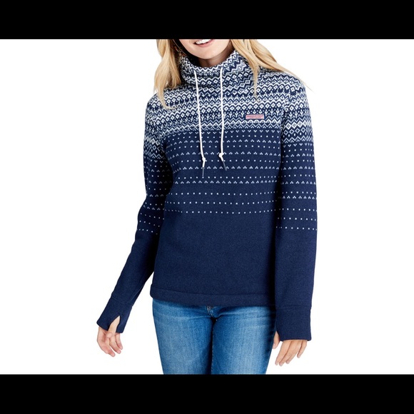 Vineyard Vines Fair Isle fleece funnel neck shep - Picture 5 of 5